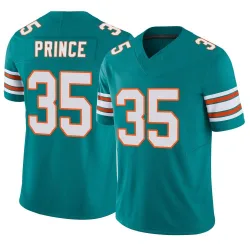 Men's Deneric Prince Miami Dolphins No.35 Limited Alternate Vapor F.U.S.E. Jersey - Aqua