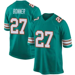 Men's Ethan Bonner Miami Dolphins No.27 Game Alternate Jersey - Aqua