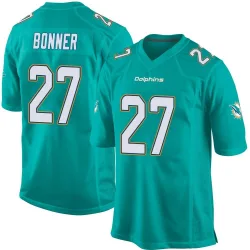 Men's Ethan Bonner Miami Dolphins No.27 Game Team Color Jersey - Aqua