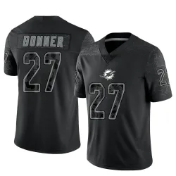 Men's Ethan Bonner Miami Dolphins No.27 Limited Reflective Jersey - Black