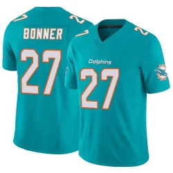 Men's Ethan Bonner Miami Dolphins No.27 Limited Vapor F.U.S.E. Jersey - Aqua