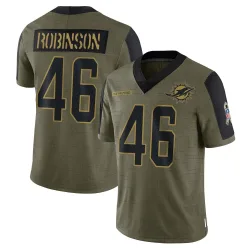 Men's Ethan Robinson Miami Dolphins No.46 Limited 2021 Salute To Service Jersey - Olive