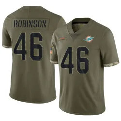 Men's Ethan Robinson Miami Dolphins No.46 Limited 2022 Salute To Service Jersey - Olive