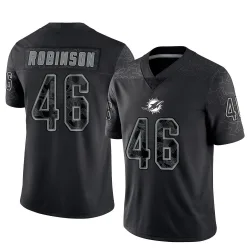 Men's Ethan Robinson Miami Dolphins No.46 Limited Reflective Jersey - Black