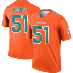 Men's Eugene Asante Miami Dolphins No.51 Legend Inverted Jersey - Orange