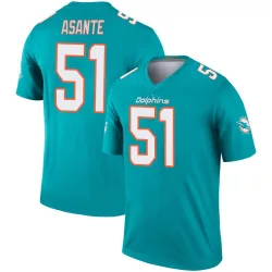 Men's Eugene Asante Miami Dolphins No.51 Legend Jersey - Aqua