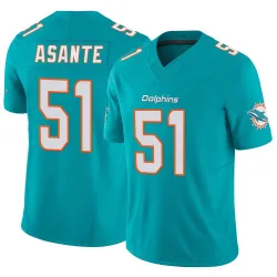 Men's Eugene Asante Miami Dolphins No.51 Limited Vapor F.U.S.E. Jersey - Aqua