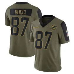 Men's Hayden Rucci Miami Dolphins No.87 Limited 2021 Salute To Service Jersey - Olive