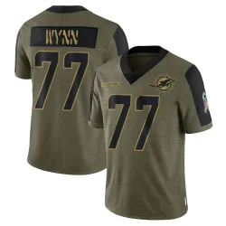 Men's Isaiah Wynn Miami Dolphins No.77 Limited 2021 Salute To Service Jersey - Olive