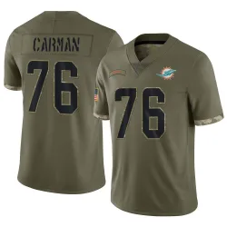 Men's Jackson Carman Miami Dolphins No.76 Limited 2022 Salute To Service Jersey - Olive