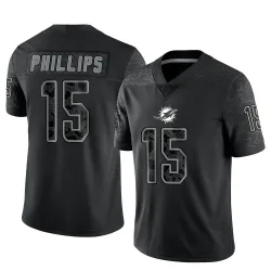 Men's Jaelan Phillips Miami Dolphins No.15 Limited Reflective Jersey - Black