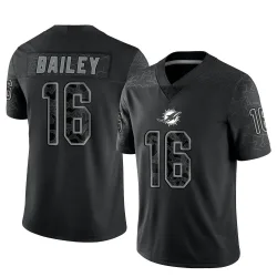 Men's Jake Bailey Miami Dolphins No.16 Limited Reflective Jersey - Black