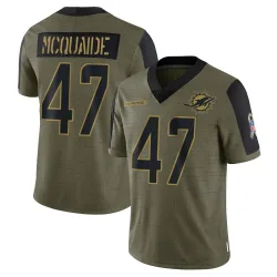 Men's Jake McQuaide Miami Dolphins No.47 Limited 2021 Salute To Service Jersey - Olive