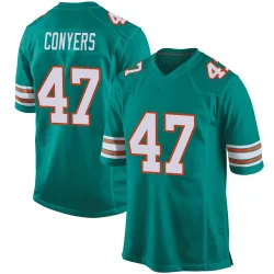 Men's Jalin Conyers Miami Dolphins No.47 Game Alternate Jersey - Aqua