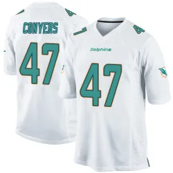 Men's Jalin Conyers Miami Dolphins No.47 Game Jersey - White
