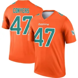 Men's Jalin Conyers Miami Dolphins No.47 Legend Inverted Jersey - Orange