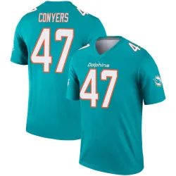 Men's Jalin Conyers Miami Dolphins No.47 Legend Jersey - Aqua