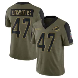 Men's Jalin Conyers Miami Dolphins No.47 Limited 2021 Salute To Service Jersey - Olive