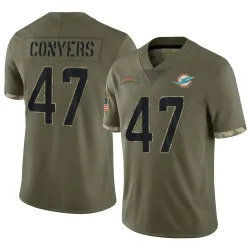 Men's Jalin Conyers Miami Dolphins No.47 Limited 2022 Salute To Service Jersey - Olive