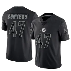 Men's Jalin Conyers Miami Dolphins No.47 Limited Reflective Jersey - Black