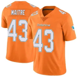 Men's Jason Maitre Miami Dolphins No.43 Limited Color Rush Jersey - Orange