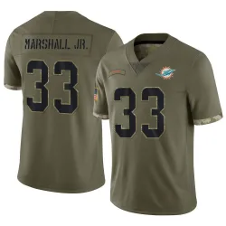 Men's Jason Marshall Jr. Miami Dolphins No.33 Limited 2022 Salute To Service Jersey - Olive