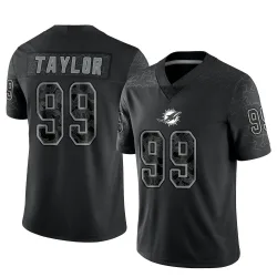 Men's Jason Taylor Miami Dolphins No.99 Limited Reflective Jersey - Black