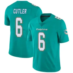 Men's Jay Cutler Miami Dolphins No.6 Limited Team Color Vapor Untouchable Jersey - Aqua