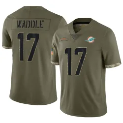 Men's Jaylen Waddle Miami Dolphins No.17 Limited 2022 Salute To Service Jersey - Olive