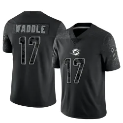 Men's Jaylen Waddle Miami Dolphins No.17 Limited Reflective Jersey - Black