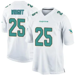 Men's Jaylen Wright Miami Dolphins No.25 Game Jersey - White