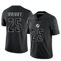 Men's Jaylen Wright Miami Dolphins No.25 Limited Reflective Jersey - Black