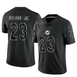 Men's Jeff Wilson Jr. Miami Dolphins No.23 Limited Reflective Jersey - Black