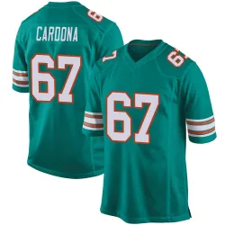 Men's Joe Cardona Miami Dolphins No.67 Game Alternate Jersey - Aqua