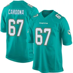 Men's Joe Cardona Miami Dolphins No.67 Game Team Color Jersey - Aqua