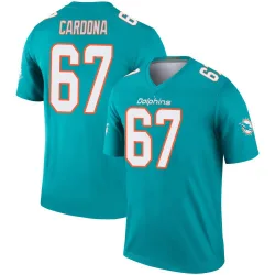 Men's Joe Cardona Miami Dolphins No.67 Legend Jersey - Aqua