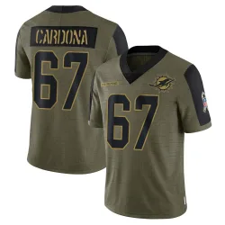Men's Joe Cardona Miami Dolphins No.67 Limited 2021 Salute To Service Jersey - Olive