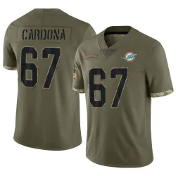 Men's Joe Cardona Miami Dolphins No.67 Limited 2022 Salute To Service Jersey - Olive