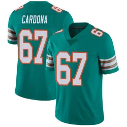 Men's Joe Cardona Miami Dolphins No.67 Limited Alternate Vapor Untouchable Jersey - Aqua