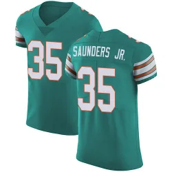 Men's John Saunders Jr. Miami Dolphins No.35 Elite Aqua Alternate Vapor Untouchable Jersey - Green