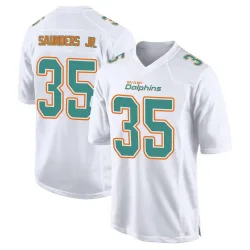 Men's John Saunders Jr. Miami Dolphins No.35 Game Fashion Jersey - White