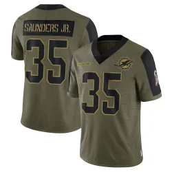 Men's John Saunders Jr. Miami Dolphins No.35 Limited 2021 Salute To Service Jersey - Olive