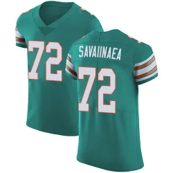 Men's Jonah Savaiinaea Miami Dolphins No.72 Elite Aqua Alternate Vapor Untouchable Jersey - Green