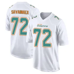 Men's Jonah Savaiinaea Miami Dolphins No.72 Game Fashion Jersey - White