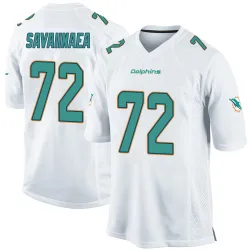 Men's Jonah Savaiinaea Miami Dolphins No.72 Game Jersey - White