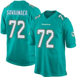 Men's Jonah Savaiinaea Miami Dolphins No.72 Game Team Color Jersey - Aqua