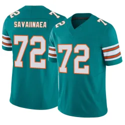 Men's Jonah Savaiinaea Miami Dolphins No.72 Limited Alternate Vapor F.U.S.E. Jersey - Aqua