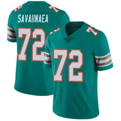 Men's Jonah Savaiinaea Miami Dolphins No.72 Limited Alternate Vapor Untouchable Jersey - Aqua