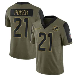 Men's Jordan Poyer Miami Dolphins No.21 Limited 2021 Salute To Service Jersey - Olive