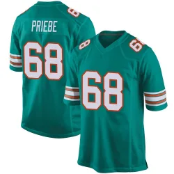 Men's Josh Priebe Miami Dolphins No.68 Game Alternate Jersey - Aqua
